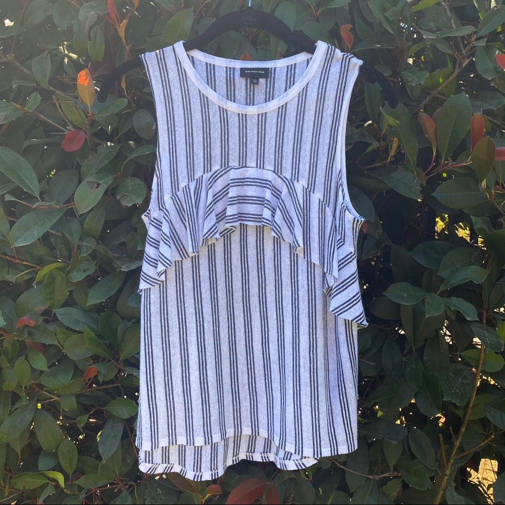 Who What Wear Ruffle Stripe Tank XS - Picture 1 of 3